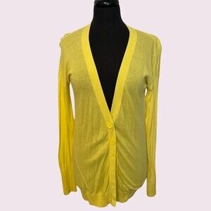 Express Bright Yellow Long Cardigan Sweater SZ S